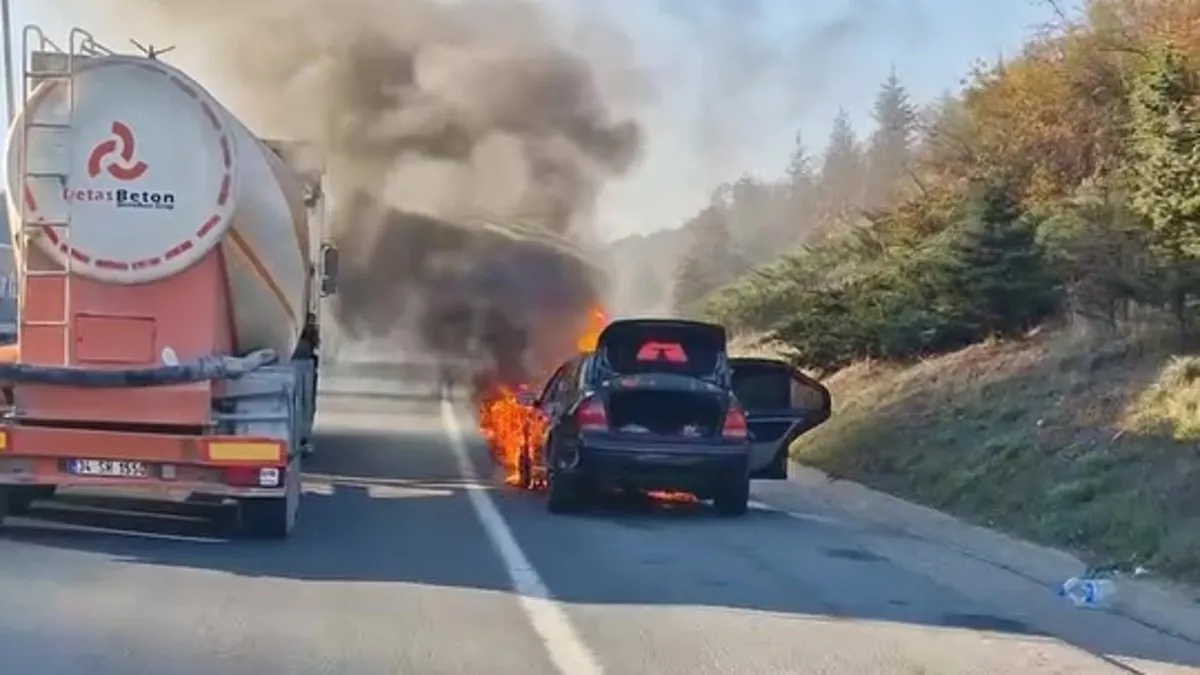 TEM kilitlendi! Bir tarafta yangın, diğer tarafta kaza